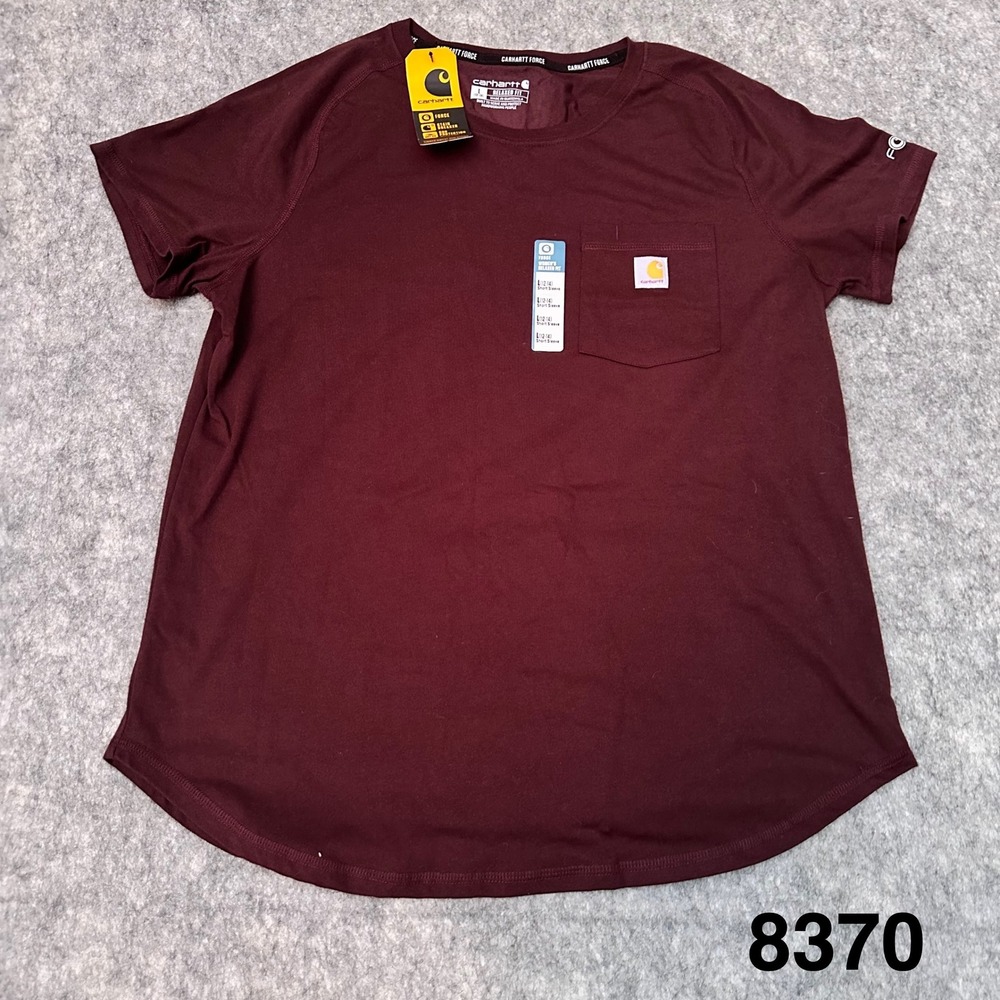 Carhartt Force Women Relaxed Fit Midweight Pocket Tee Burgundy Large TK4616-W